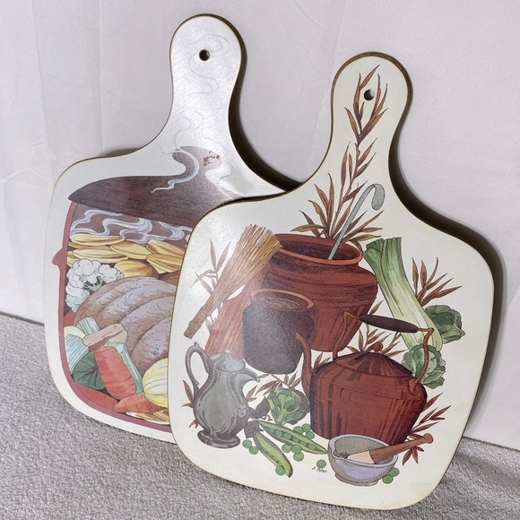 Vintage Harvest Bounty Melamine Cutting Boards Charcuterie Boards X2 - Picture 14 of 14